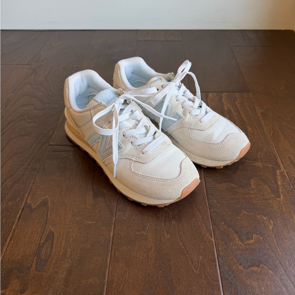 New Balance Women’s Light Blue and White 574 Sneakers Shoes